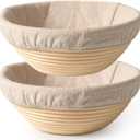 2 Pack Banneton Bread Proofing Baskets for Sourdough, 9 Inch Round Natural Rattan Proofing Basket for Dough Rising, Bread Proofing Bowl Sourdough Bread Baking Supplies for Home Bakers
