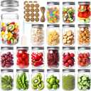 PINIWON 12 oz Mason Jars with Lids and Bands, 20 Pack Regular Mouth Canning Jars, Clear Glass Jars for Canning, Pickling, Food Storage, DIY Projects, 36 Labels, Brush & String Included