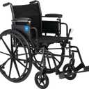 Medline 20 K3 Height Adjustable Wheelchair with Swing-Back Desk-Length Arms & Swing-Away Footrests, 300 lbs. Capacity Transport Aid, Adults & Seniors