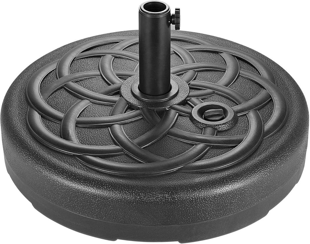 Patio Umbrella Stand - 112 lbs 22" Capacity Fillable Outdoor Umbrella Base Heavy Duty, Water Filled Weight Base for Market Umbrella Holder, Garden, Backyard, Pool, Beach, Round Black