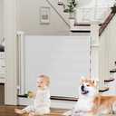 PRObebi Retractable Baby & Dog Gate - Extends to 54" Wide, 34" Tall - Stair, Doorway & Hallway Use, White
