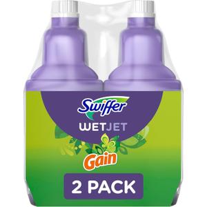Swiffer WetJet MultiPurpose and Hardwood Liquid Floor Cleaner Solution Refill, with Gain Scent, 42.2 fl oz each, (Pack of 2)