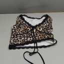 Womens Leopard Lace Trim Sexy Tank Tops Bow Tie Front Sleeveless Cheetah Print V Neck Tops Y2K Going Out Crop Top (Medium, 1-brown)