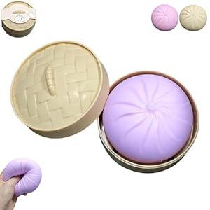 Giant Dumpling Squishy, Large Dumpling Squishy, Mystery Jumbo DumplingSquishy, Cute Anxiety Relief Fidget Toy, Soft Squeeze Decompression Dough for Adults(Purple)