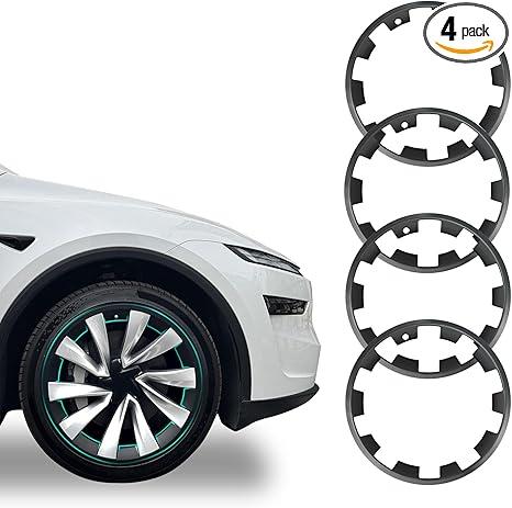 Wheel Rim Protector Designed for 2025 2026 Tesla Model Y Juniper 20 Inch Helix Wheel, 4PCS ABS Rim Guard Hubcap Cover Tire Trim Rings for Model Y Juniper Accessories, Black
