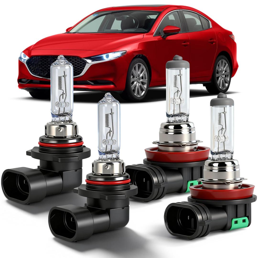 OQSNCV Fit for Mazda 3 (2010-2018) Halogen Headlight Bulbs, 9005 High Beam + H11 Low Beam Headlamp Replacement Bulbs Kit, Pack of 4