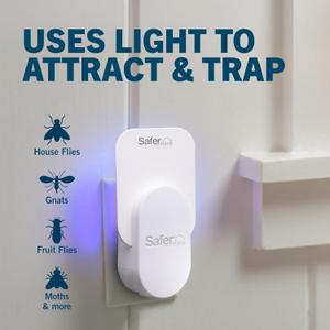 Safer Home Indoor Plug-in Fly Trap - SH502-2SR - Effective Fruit Fly Traps for Indoors, Gnat Traps for House Indoor, 800 Total Sq Ft Protection - 1 Device + 1 Glue Card