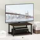 Furinno TURN-N-TUBE TV Riser Stand, 2-Tier Small Elevated No Tools TV Stand with Plastic Poles, Console for TV up to 32 inch, 15.8 x 23.8 x 11, for Living Room, Bedroom, Dark Brown, Small 23.8"x11"x15.8"