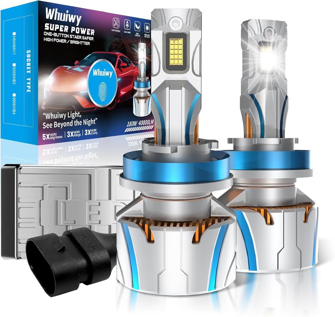 H11/H9/H8 Bulbs, 40000 LM 600% Super Bright, Backup Bulb With 6500k Cool White, Off-Road Use or Fog Light Bulbs Plug and Play, IP68 Waterproof, Pack of 2