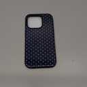 Trendy Cute Hybrid 2 Layer Navy Blue Polka Dot Phone Case for iPhone 15 Pro,Navy