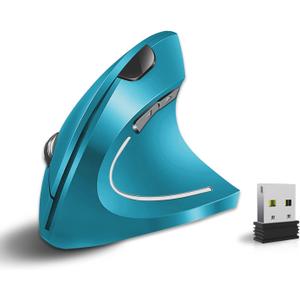 Vassink Ergonomic Wireless Mouse, Rechargeable Mouse 2.4Hz Vertical Wireless Optical Mice with USB Receiver, 6 Buttons for PC,Laptop,etc Blue