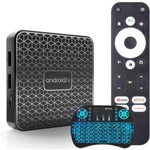 Android TV Box 14.0, Smart TV Box RK3518 Support 2.4G 5.8G WiFi BT 4.0 Ethernet LAN 3D 4K Video Android Box Set Top TV Box, with Mini Backlit Keyboard