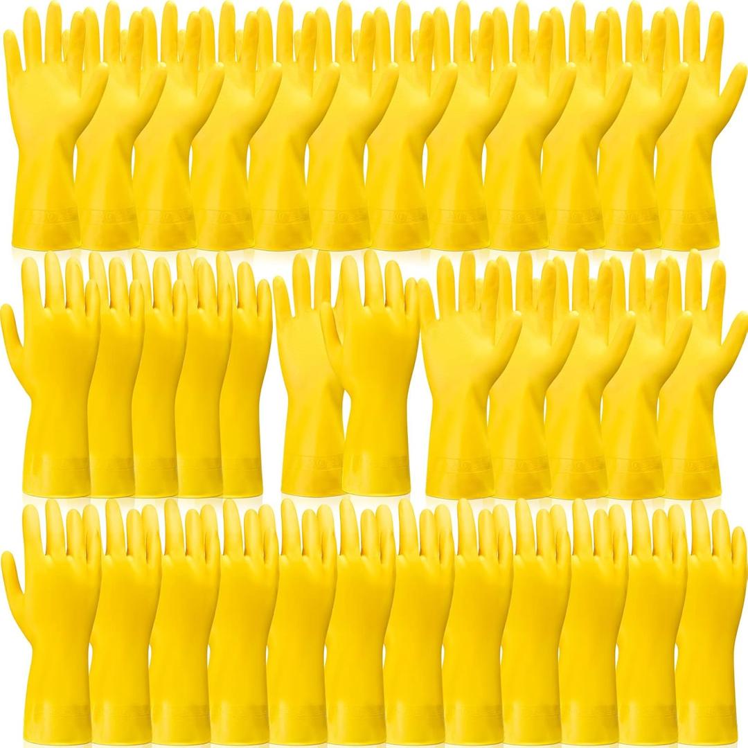 Rubber Reusable Gloves Long Household Dishwashing Gloves Kitchen Cleaning for Dishes Clean Gardening (Large, Yellow)
