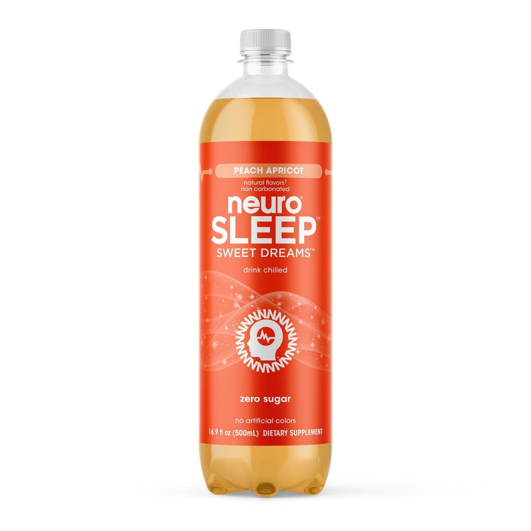 neuroSLEEP | Peach Apricot | Functional Beverage for Restful Sleep, Non-Carbonated, Vegan & Zero Sugar, 16.9 Fl Oz (Pack of 12) (EXP 09/25/26)