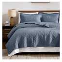 WDCOZY 100% Cotton Quilt Queen Size Bedspread, Pre-Washed 3-Piece Lightweight Soft Coverlet Set with 2 Pillow Shams, Modern Neutral Design All Season Bedding Set, Dusty Blue