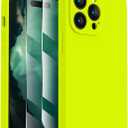 FireNova Designed for iPhone 14 Pro Max Case, Silicone Upgraded [Camera Protection] Case with [2 Screen Protectors], Soft Anti-Scratch Microfiber Lining Inside, 6.7 inch, Fluorescent Green
