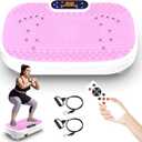 Vibration Plate Exercise Machine, Whole Body Workout Fitness Platform Vibration Plate with Resistance Bands for Home Training Equipment Speed Control