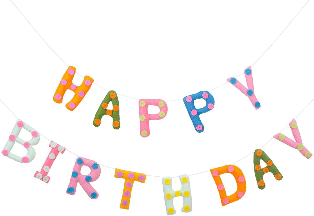 Felt Happy Birthday Garland Rainbow Banner Reusable Happy Birthday Sign Party Supply for Party Decor (Colorful Color, Spot)