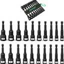 Magnetic Nut Driver Set, 20-Piece Metric & SAE 1/4" Hex Shank, Drill Socket Set, Impact Driver Bit Sets, Magnetic Bit Holder with Aluminum Alloy Snap Clip, 65mm Long Hex Bits, Quick Change Tool