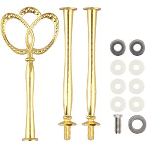 3 Tier 14" Heavy Metal Cake Stand Holder Fruit Plate Stand Fitting Hardware Rod with Stylus (Gold_New_Crown)