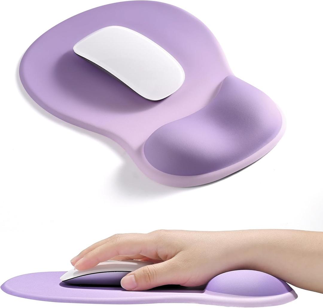 EooCoo Ergonomic Mouse Pad with Gel Wrist Rest Support Middle Concave Design, Relieve Wrist Pain Mousepad, Non-Slip Base for Laptop, Office Desk Accessories, Carpal Tunnel Syndrome (Purple)