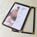 Menu Covers 25 Pack 5.5 x 8.5 inch - Black Vinyl Menu Holders | 2-View Waterproof Clear Sleeves Top-Loading for Restaurants, Cafes & Catering