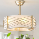 20" Fandelier Ceiling Fans with Lights, Caged Boho Ceiling Fan with Light Remote Control, Mid Century Modern with 6 Speeds for Bedroom, Nursery, Living Room