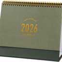 Large Desk Calendar 2026, 9.9"  8.7" Standing Flip Desktop Calendar from Now to December 2026 - Metal Ring Twin-Wire Binding Monthly Desk Calendar for Home Office School (L-Green)