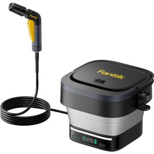Fanttik NB10 Fold Cordless Electric Pressure Washer, Foldable Sprayer Washer w/3.2gal Tank, HD LED Display, 5-in-1 Nozzle, Max 220PSI, with Camping Light, Type-C Charging, for Patio, Camping