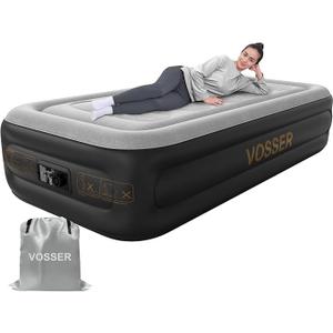 Twin Air Mattress with Built in Pump,18''Inflatable Mattress 2 Mins Self-Inflation/Deflation,XL-Long Blow up Mattress Thicker,Flocked Top Air Bed with Storage Bag for Home, Camping & Guests