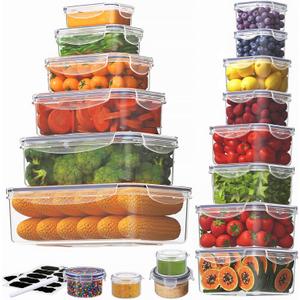 Taiuloo 36 PCS Food Storage Containers with Lids Airtight (18 Containers & 18 Lids), Reusable Leakproof Meal Prep Container for Lunch, BPA-Free Plastic Kitchen Organization, Freezer & Microwave Safe