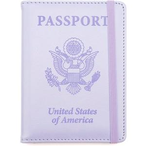 Passport Holder for Travel, Leather Passport Cover Wallet Case RFID Blocking Passport Book Holders for Travel Women Men Family Travels Must Haves Essentials, Purple