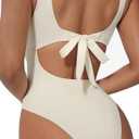 SUUKSESS Women Sexy One Piece Tummy Control Swimsuit Cutout Backless Bathing Suit (White) M