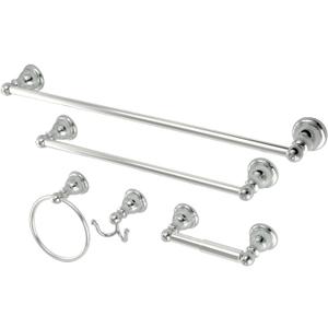 Kingston Brass Sante Fe Towel-Bar/Towel-Ring/Toilet Paper Holder/Robe Hook, 18"/24", Polished Chrome