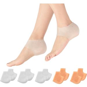 MADHOLLY 5 Pairs Silicone Heel Protectors- Breathable Heel Gel Heel Cushions for Cracked Heel- Heel Cups Heel Cover for Heel Repair Women Men