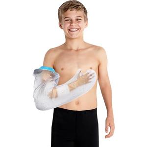 Asunby Kids Cast Covers for Shower Full Arm Waterproof, Rusable Long Bandage Protector Bag for Teens Broken Hand,Wrist,Finger,Elbow, Soft Comfortable Showering Sleeves to Keep Child Wounds Dry(Long)