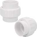 2 Pack 2" PVC Union Coupling Pipe Fitting (Socket x Socket) 2 Inch PVC Slip Union PVC Adapter Coupling Schedule 40, EPDM O-Ring, White