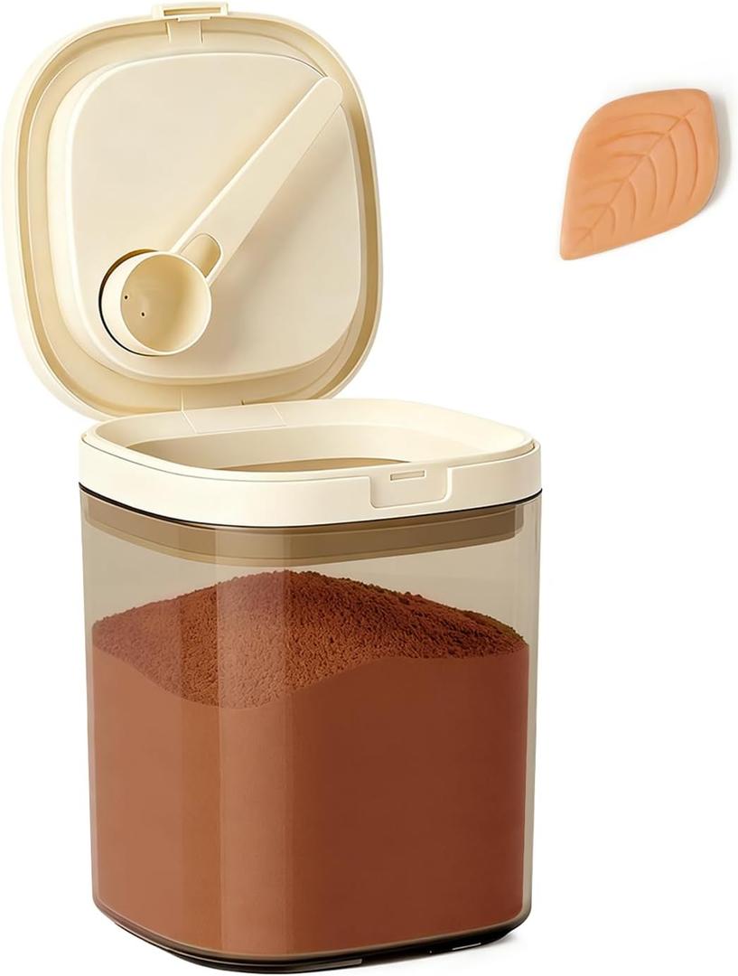 Airtight Brown Sugar Container with Clay Disc - 1.2 Qt (1200 ml) Glass Jar, Moisture Proof Storage Keeps Sugar Soft - Includes 1 Clay Disc & Spoon for Flour, Coffee, Dry Food, Sugar (Large)