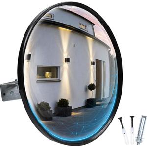 12-Inch Traffic Mirror 160 Adjustable Wide-Angle Convex Safety Mirror for Driveways, Garages, Warehouses & Parking Lots, Indoor/Outdoor Blind Spot Coverage