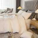 Velvet Plush Shaggy Duvet Cover Set, Luxury Ultra Soft Fluffy Duvet Cover Set, Winter Fuzzy Duvet Cover Set, (1 Faux Fur Duvet Cover +2 Faux Fur Pillow, King, Ivory White)