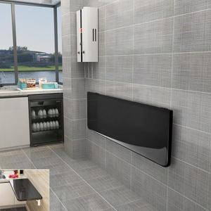 Folding Wall Table - Drop Down Wall Mounted Table - Suitable for Office, Study, Bedroom, Kitchen, Dining Room, Laundry and Other Places - Black - 19.7"D x 15.7"W