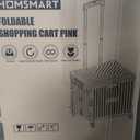 Homsmart Folding Utility Cart Portable Rolling Crate Handcart Shopping Trolley Collapsible Tool Box, with Lid, Basket on 4 Rotate Wheels, for Grocery, Shopping, Office, Teacher (Pink)