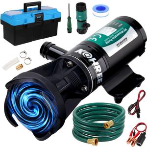 Kohree RV Macerator Pump 12V, 12GPM Quick-Release Self-Priming Macerator Pump for RV, RV Waste Pump Kit with Hose Fittings, RV Black Water Hose, Storage Box, RV Accessories for Camper