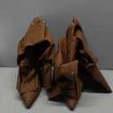pinokino Wedge Heel Shark Boots for Women Knee High Foldover Ruched Scrunch Stiletto Heel Snap Buttons Pull on Slouchy Boots Denim Brown, Size 11