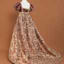 Vibsion Regency Dresses for Women Empire Waist Rose Embroidered Rococo Ball Gown Gothic Victorian Court Dress L Red