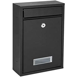 Ydocabinit Wall Mount Mailbox, Large Capacity Mailbox for House Outside with Flag Kit Galvanized Steel Rust-Proof Metal Post Drop Box, 15.74"×9.84"×4.33" Flower Hollowed Wooden Patterned Metal Sheet