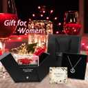 Preserved Real Red Rose with Matching Red LED Light & 100 Languages Necklace - Eternal Mother's Day Birthday Gifts for Women Mom Wife Grandma - Romantic Anniversary Present in Elegant Gift Box
