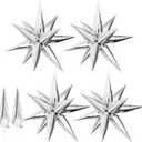 50 PCS 40 IN Large Silver Star Balloons Big Metallic Explosion Star Foil Balloons 12 Point Star Balloons Cone Mylar Balloons Spike Balloons for Birthday Christmas Party Decoration