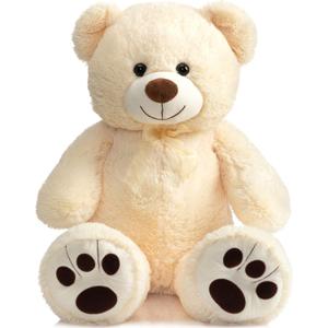 HollyHOME Teddy Bear Stuffed Animal Plush Giant Teddy Bears with Footprints Big Bear 36 inch Beige