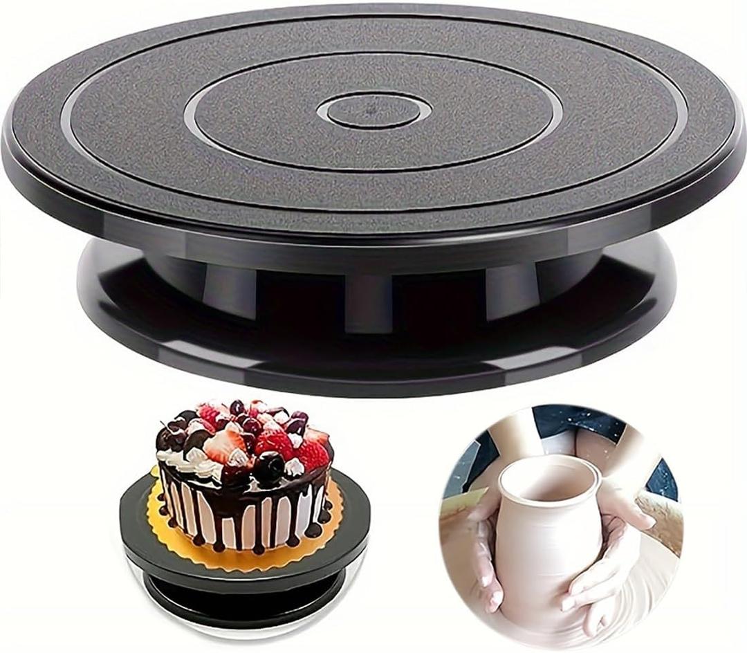 Cake Turntable, 11'' Cake Stand Decorating Bakery Supplies, Turnable Black Painting Turn Table Stand for Pastries, Cupcakes and Cake Decorations (Black Small turntable 1PCS)